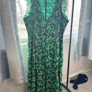 Never Worn Anthropologie Peregrine Midi Dress in Floral Green